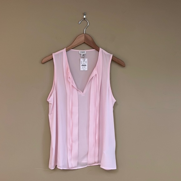 NWOT J.Crew Factory | Tie-front sleeveless blouse | Light Pink | Size M - Picture 7 of 14